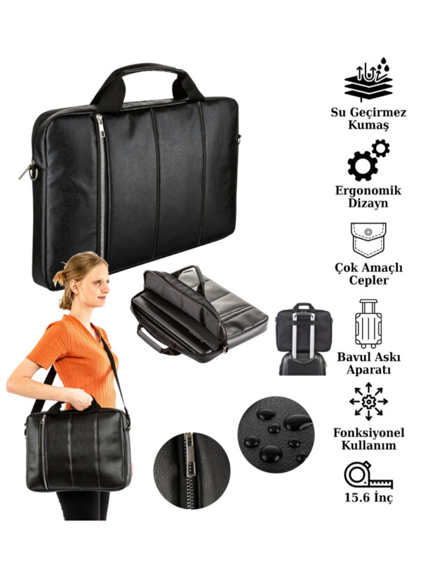 910-siyah-15.6-inc NS Reliable 13”-13.3″-14”-15.6″ ile Uyumlu Özellikli Notebook Macbook Laptop Çantası